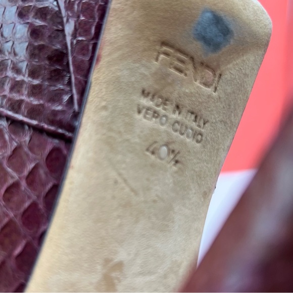 FENDI Brick Red Snakeskin Embossed Leather Ultra High Heels - Picture 8 of 11